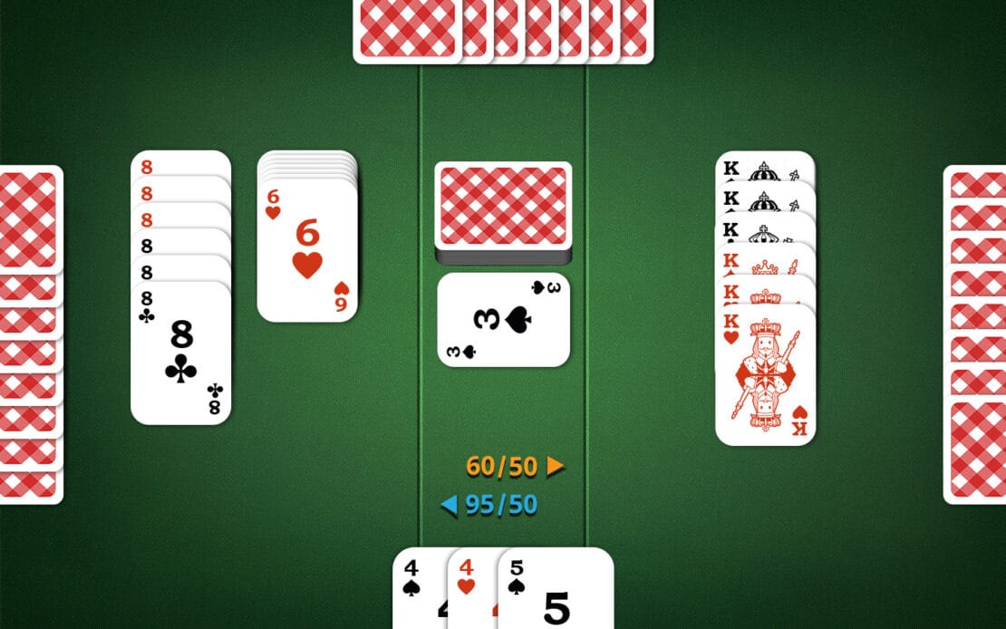 Canasta: Game situation with four players